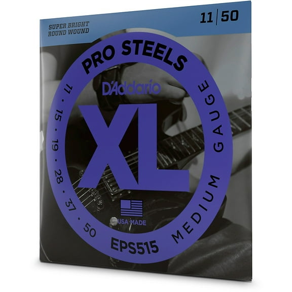 D'Addario EPS515 ProSteels Electric Guitar Strings, Medium, 11-50