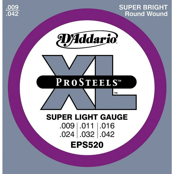 D'Addario EPS520 ProSteels Electric Guitar Strings, Super Light, 09-42