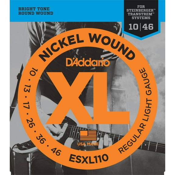 D'Addario ESXL110 Nickel Wound Electric Guitar Strings, Regular Light, Double Ball End, 10-46
