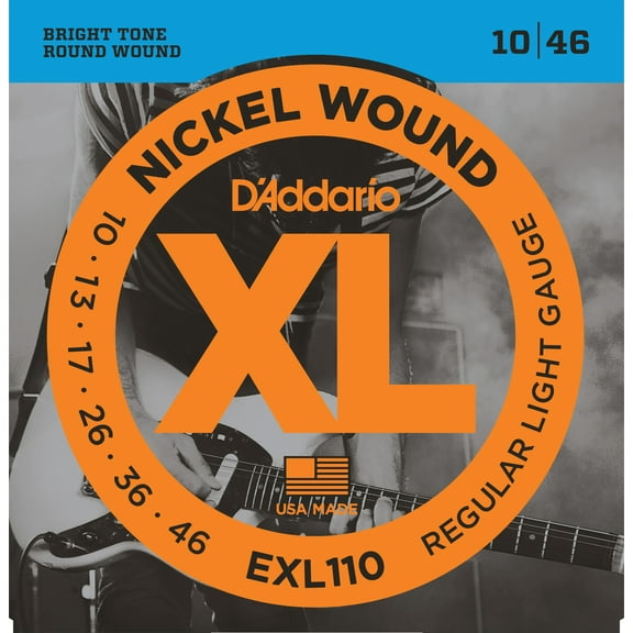 D'Addario EXL110 Nickel Wound Electric Guitar Strings, Regular Light, 10-46