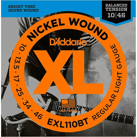 D'Addario EXL110BT Nickel Wound Electric Guitar Strings, Balanced Tension Regular Light, 10-46