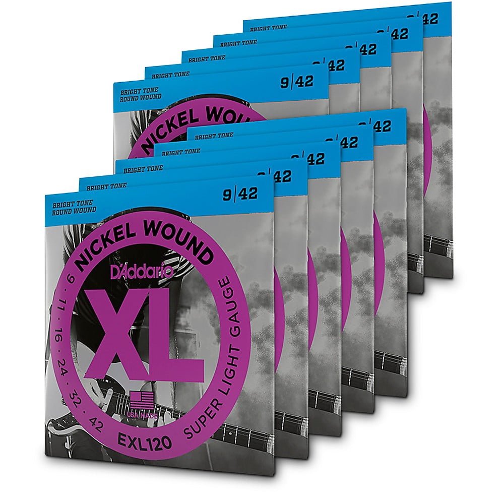 D'Addario EXL120-10P Nickel Wound Electric Guitar Strings, Super Light, 9-42, 10 Sets