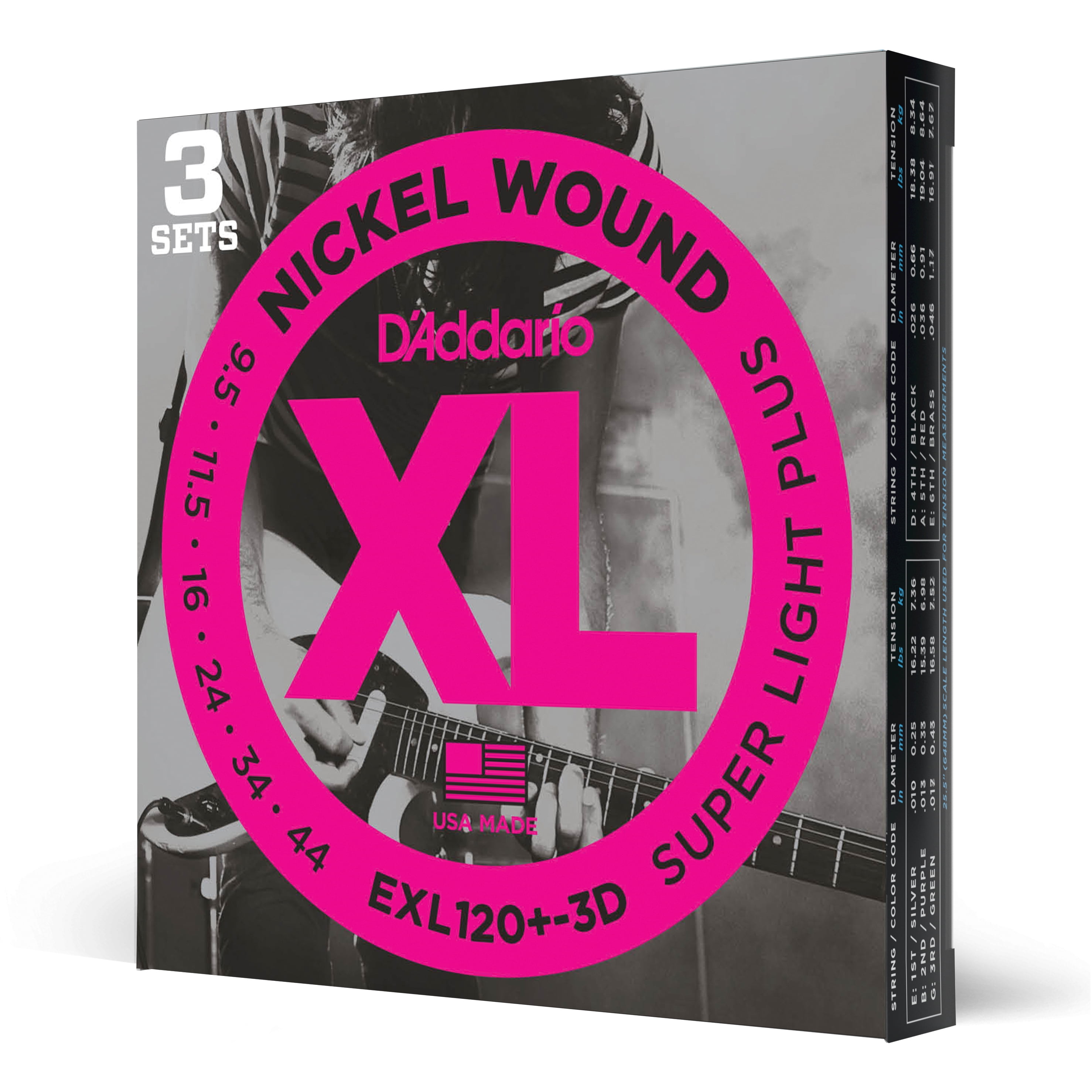 D'Addario EXL120-3D Nickel Wound Electric Guitar Strings