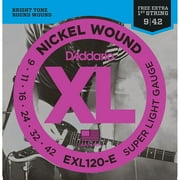 DAddario EXL120-E Bonus Pack Super Light Electric Guitar Strings with Bonus High E String 9-42