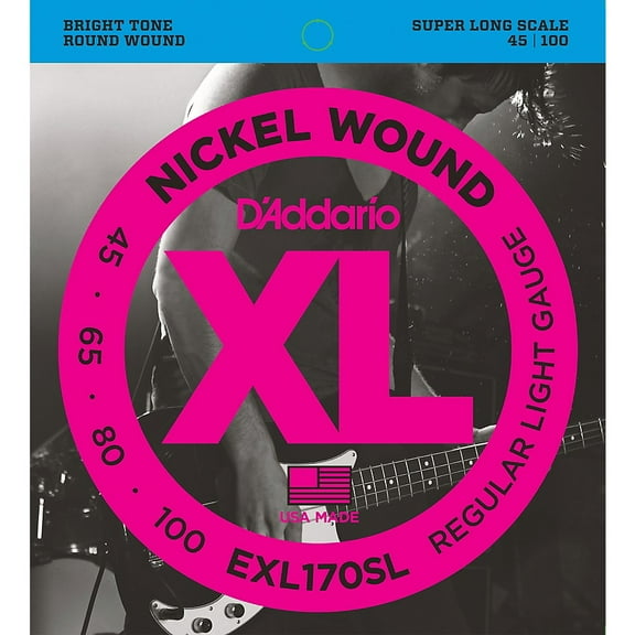 DAddario EXL170 Nickel Wound 4-String Bass Guitar Strings Light 45-100 Long Scale