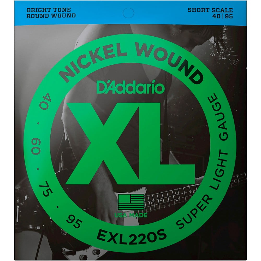 D'Addario EXL220S Nickel Wound Bass Guitar Strings, Super Light, 40-95, Short Scale