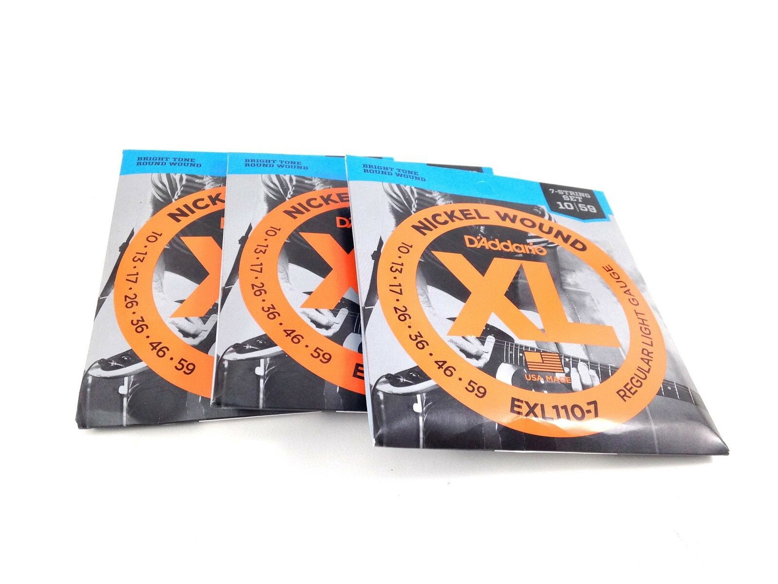 D'Addario Electric Guitar Strings  3 pack  7 string set   EXL110-7  Light