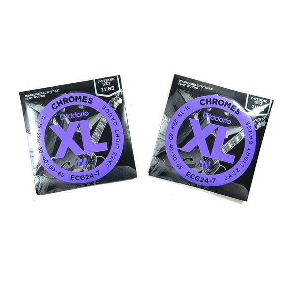 D'Addario Electric Guitar Strings 7 String 2 Sets ECG24-7 Chrome Light 11-65