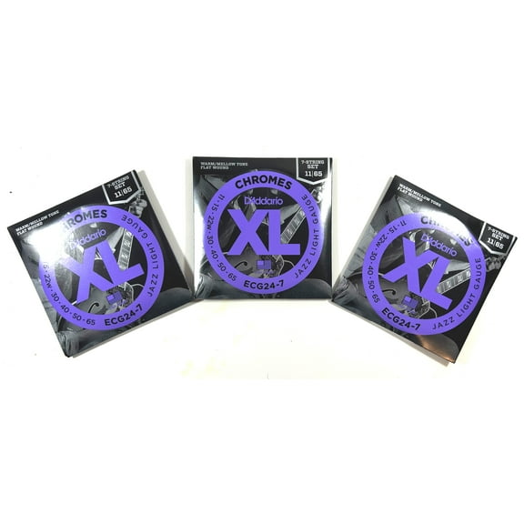 D'Addario Electric Guitar Strings 7 String 3 Sets ECG24-7 Chrome Light 11-65