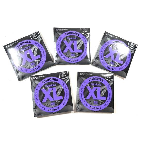 D'Addario Electric Guitar Strings 7 String 5 Sets ECG24-7 Chrome Light 11-65