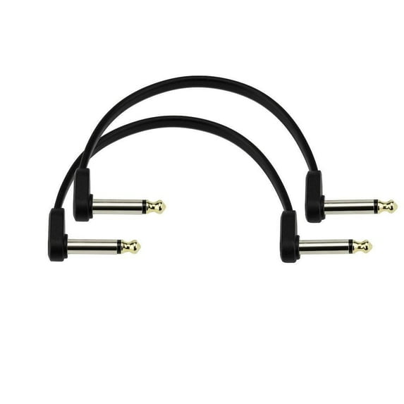 D'Addario Offset Right Angle to Right Angle Flat Patch Cables 2-Pack 6 in. Black