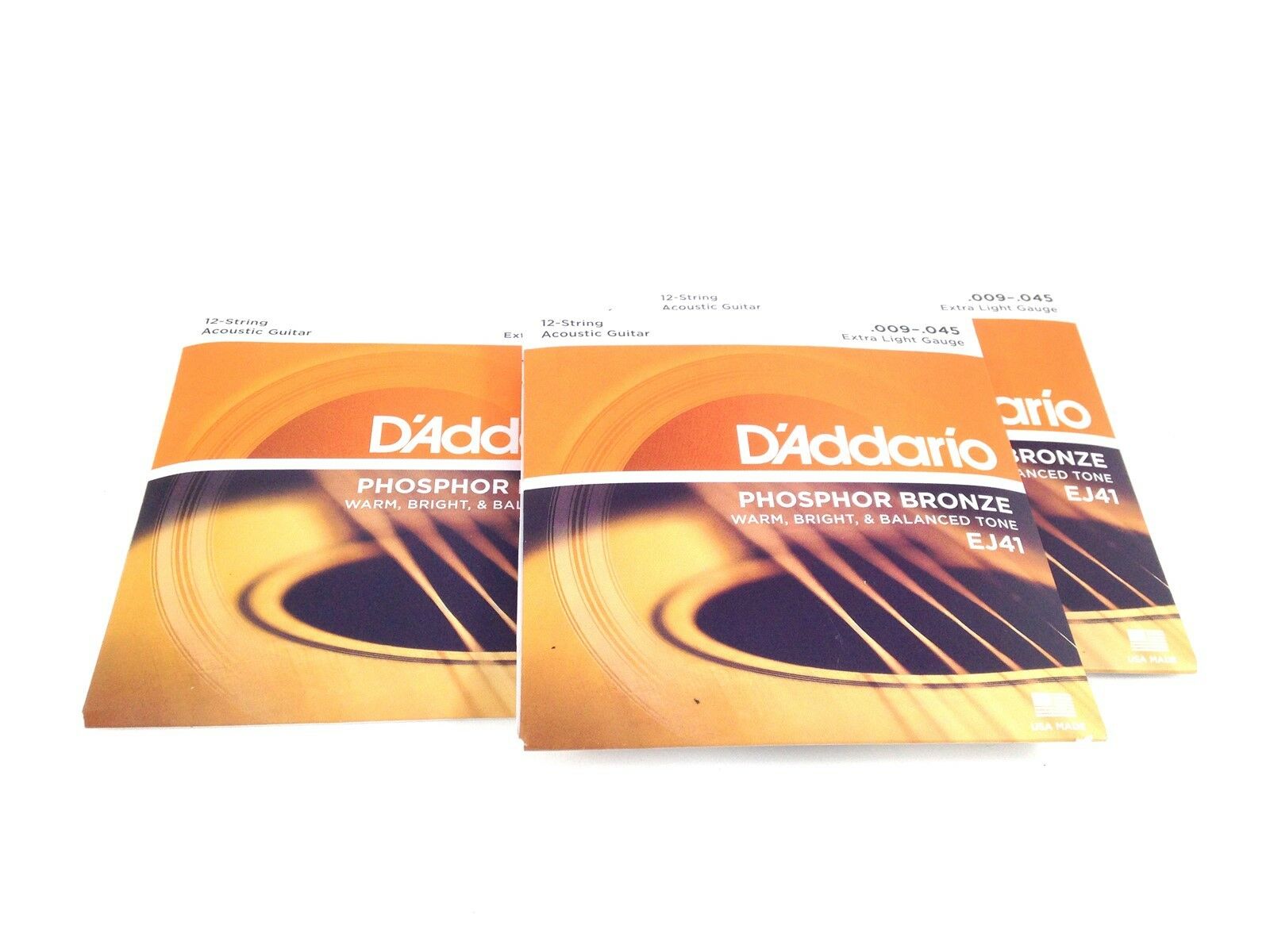 D'Addario Guitar Strings 12 String 09-45 Phosphor Bronze 3-Pack