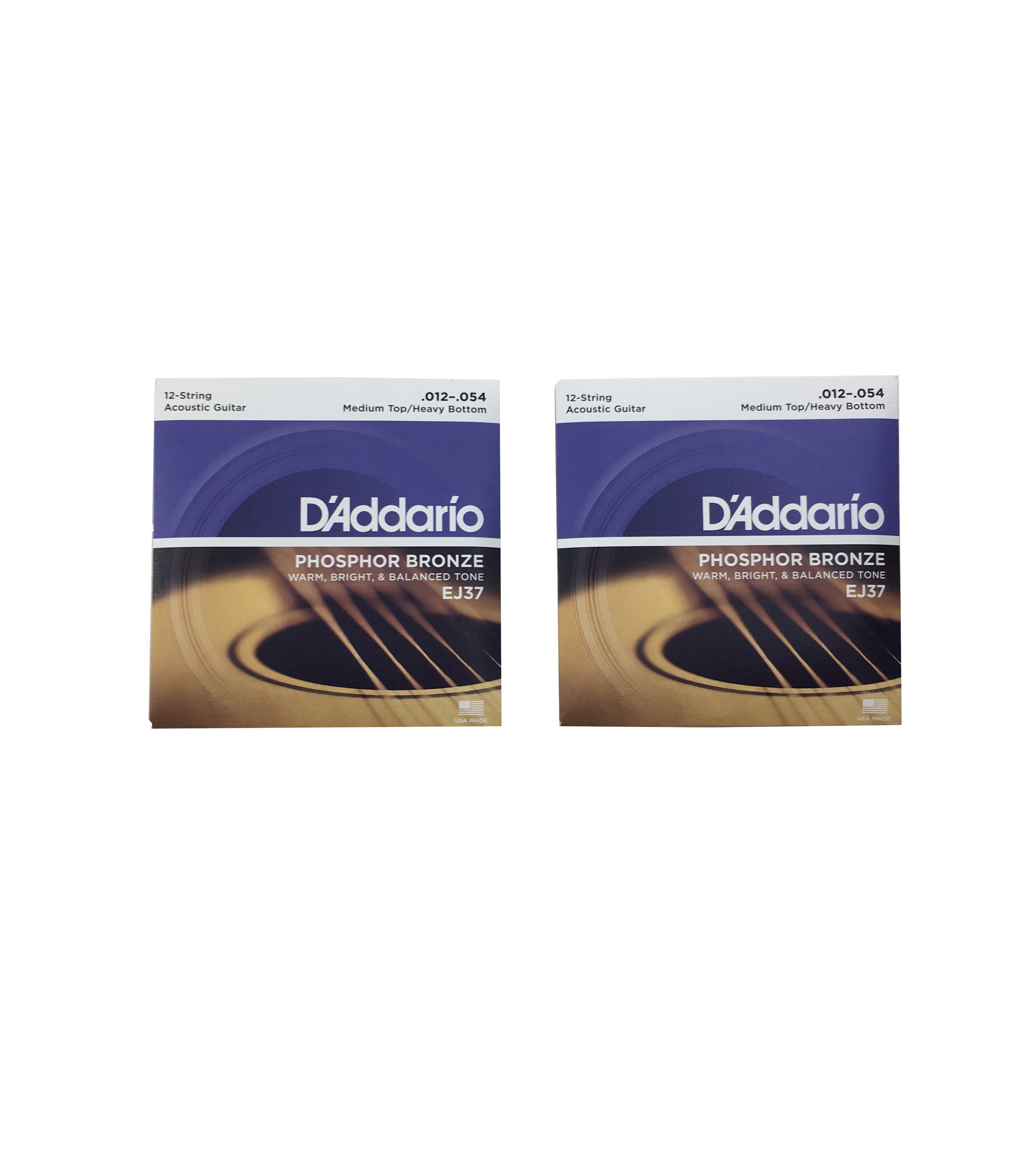 D'Addario Guitar Strings 2-Pack 12 String Phosphor Bronze 12-54