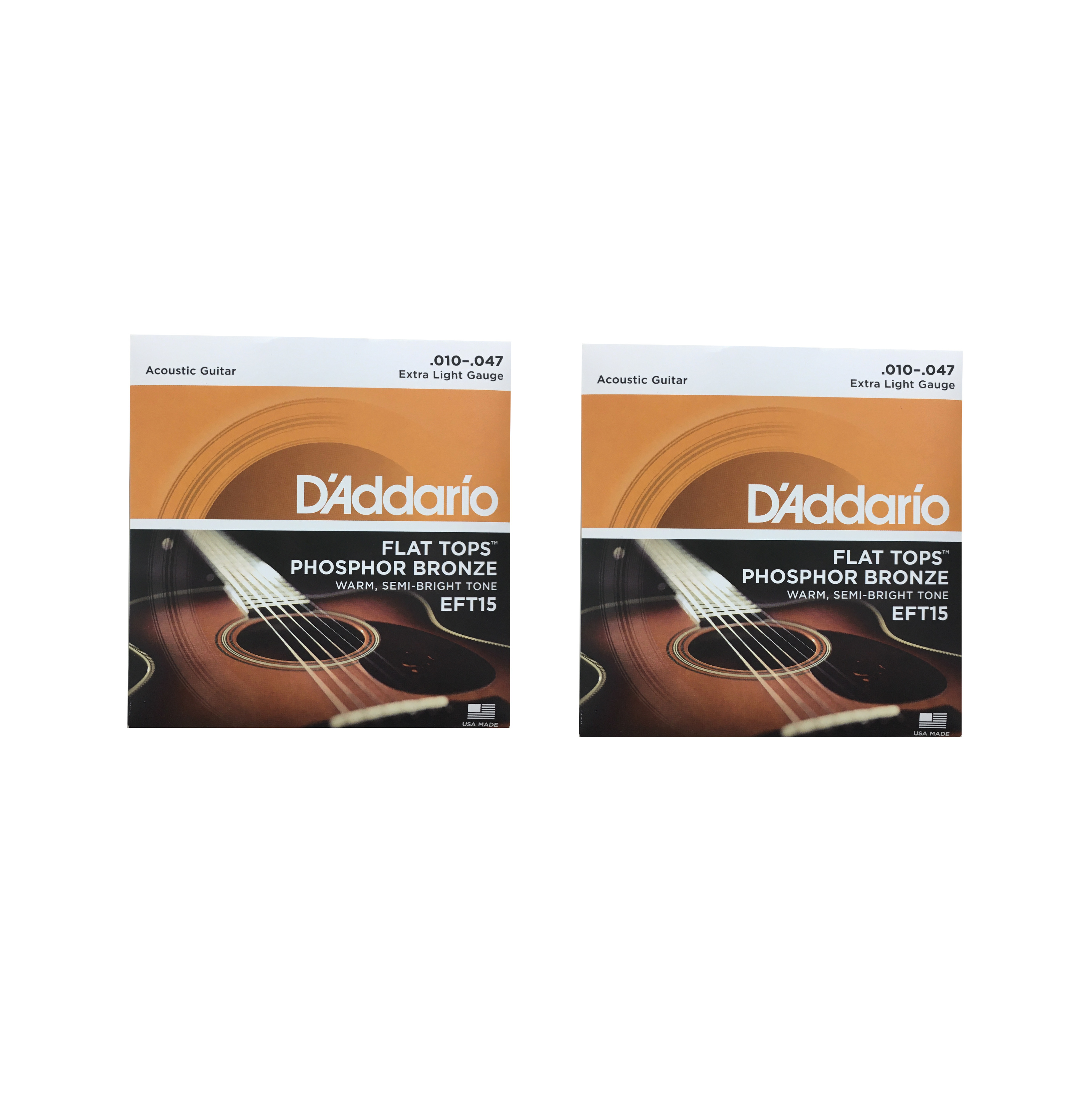 D'Addario Guitar Strings  2 Pack  Acoustic  EFT15  Extra Light