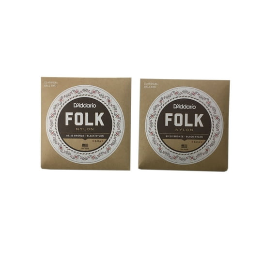 D'Addario Guitar Strings 2-Pack EJ34 Folk Nylon Black Nylon Ball End