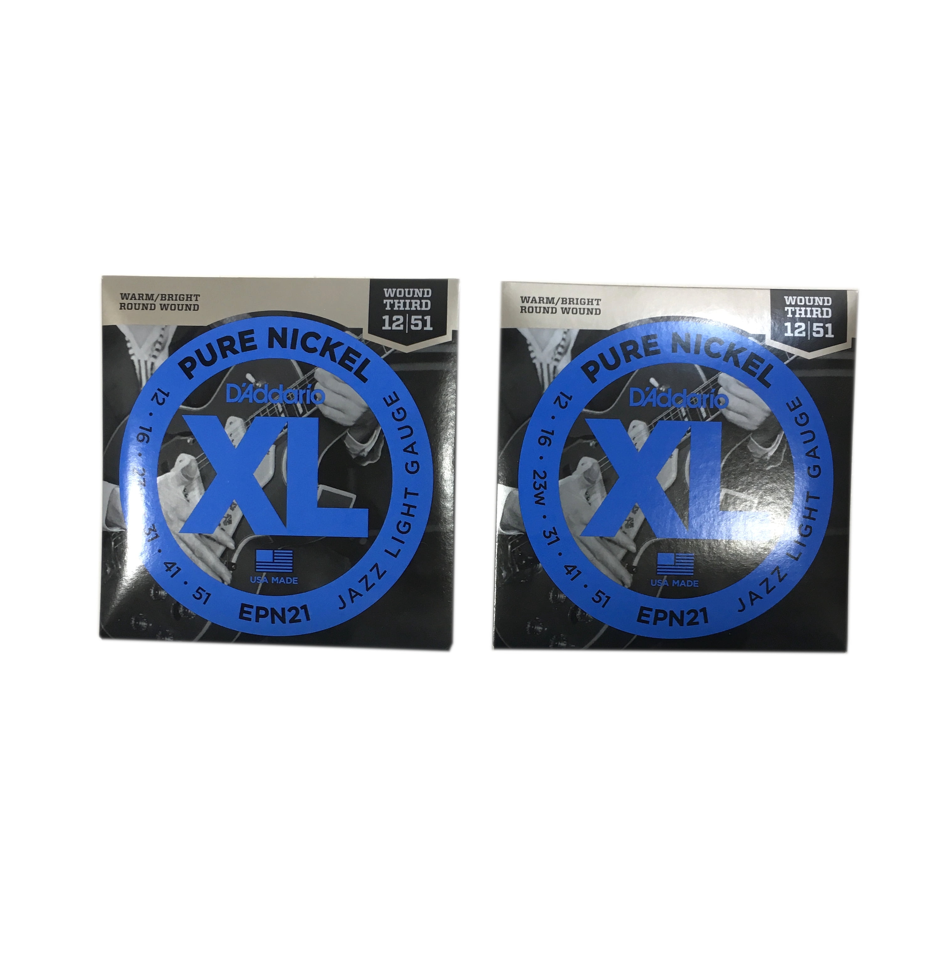 D'Addario Guitar Strings 2-Pack EPN21 Pure Nickel Electric Jazz Lite