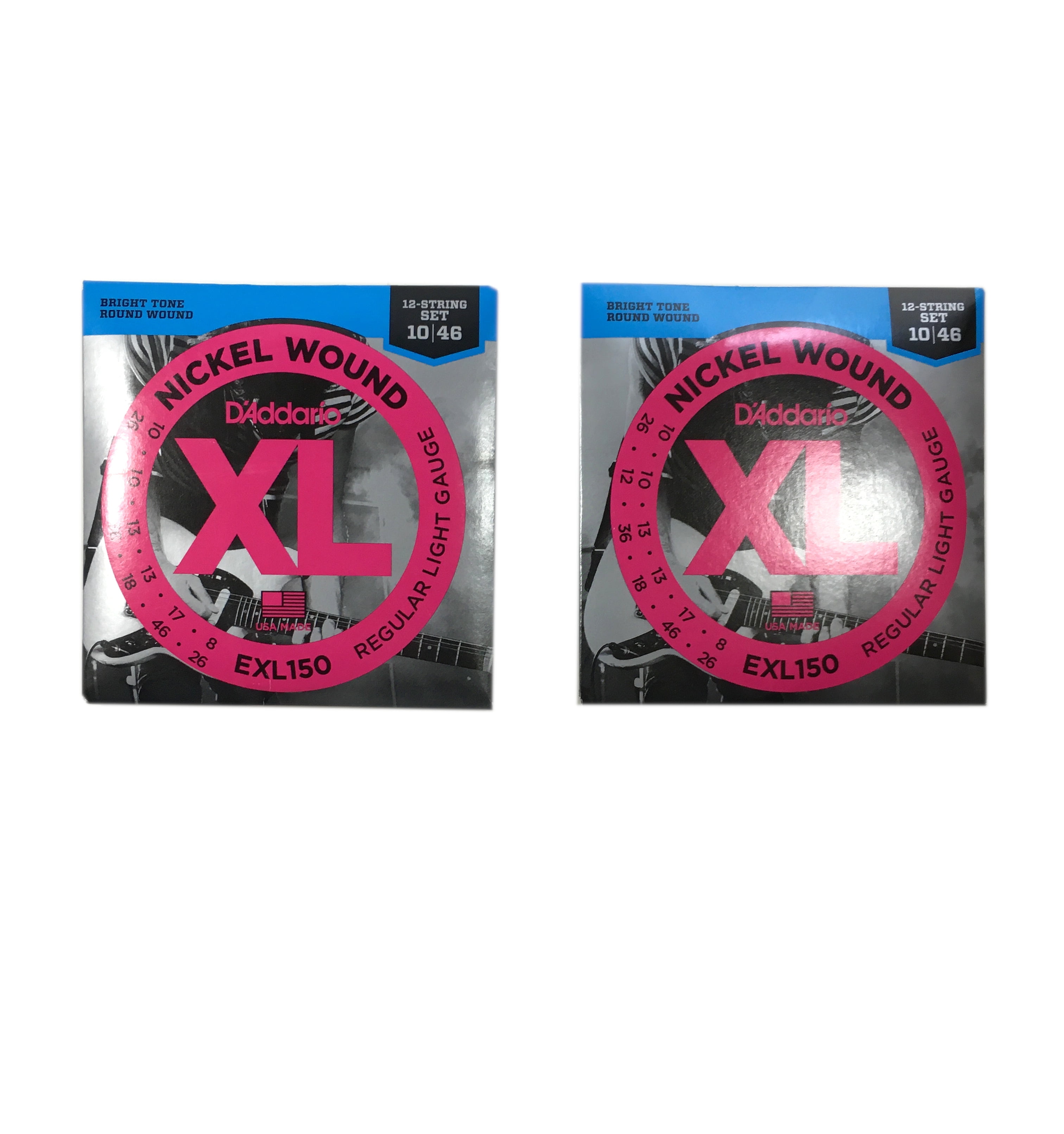 D'Addario Guitar Strings 2-Pack Electric 12 string 1 set EXL150 Light
