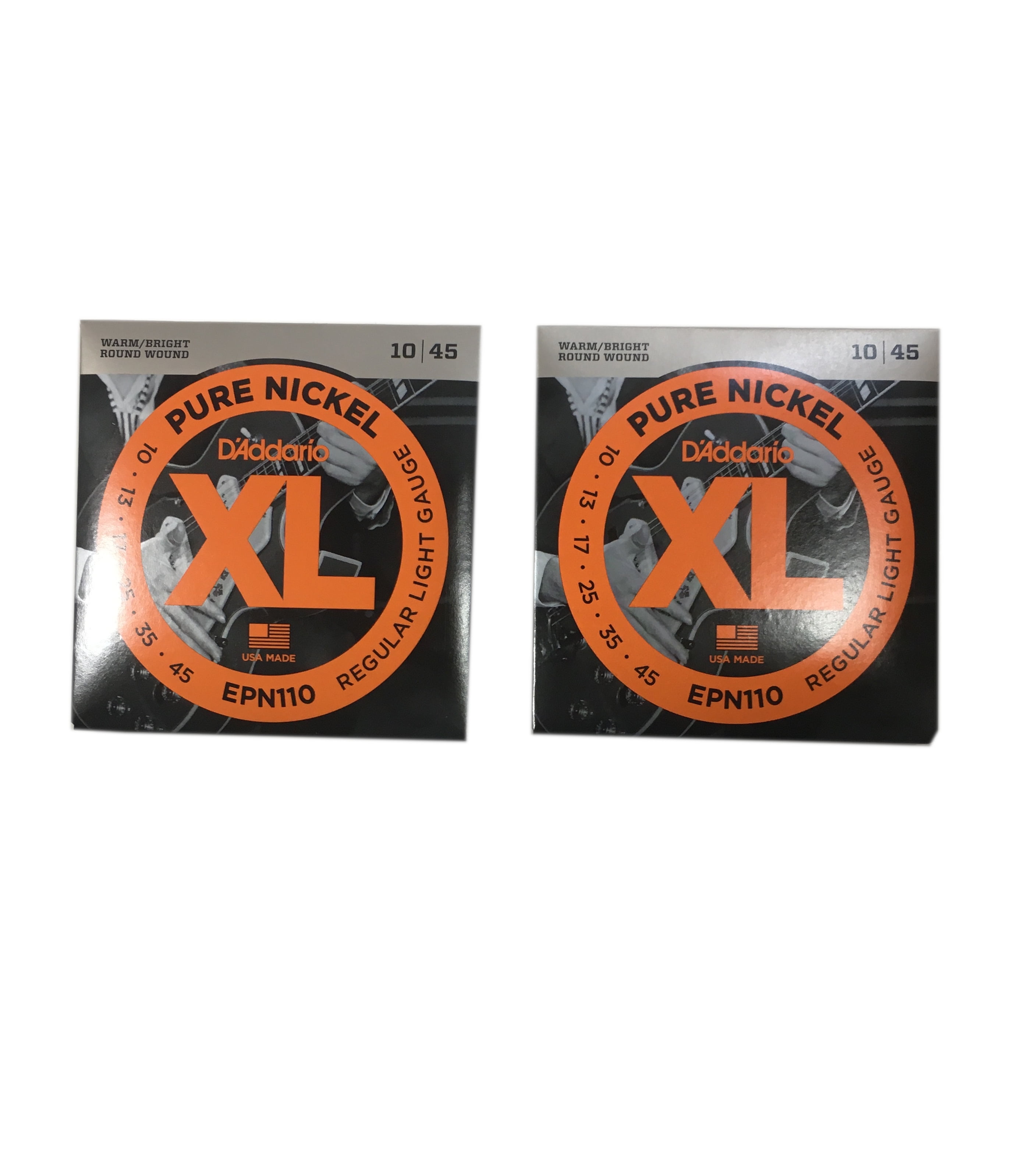 D'Addario Guitar Strings 2-Pack Electric Pure Nickel EPN110 Regular Light