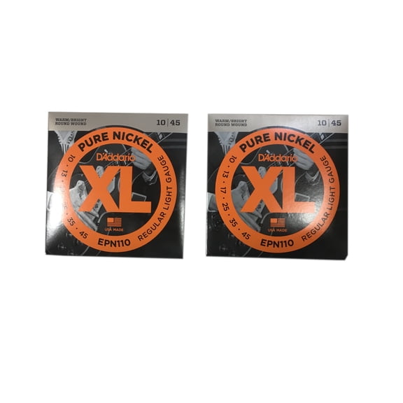 D'Addario Guitar Strings 2-Pack Electric Pure Nickel EPN110 Regular Light