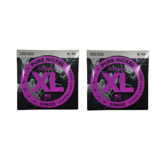 D'Addario Guitar Strings 2-Pack Pure Nickel Electric Guitar Strings EPN120 9-41