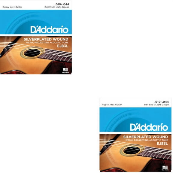 D'Addario Guitar Strings - 2-Packs Gypsy Jazz Ball End Silver Plated Wound EJ83L