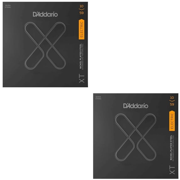 D'Addario Guitar Strings 2-Sets 7 String Electric Extended LIfe 10-59 Nickel Wnd