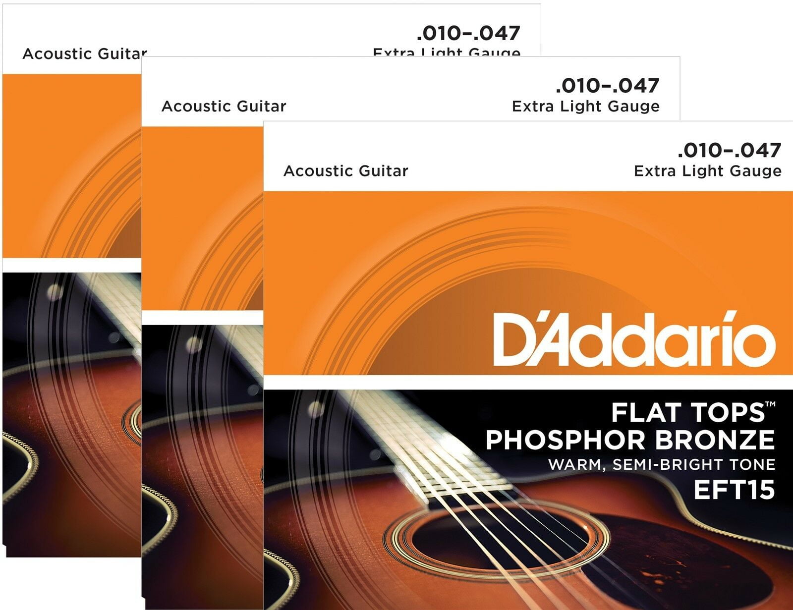 D'Addario Guitar Strings 3 Pack Acoustic EFT15 Extra Light