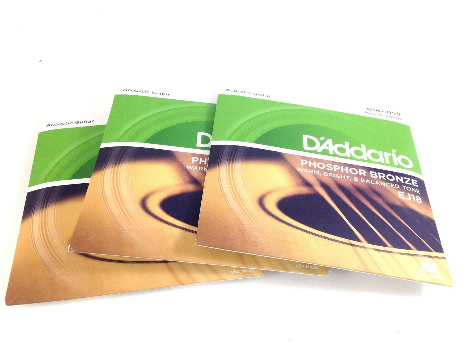 D'Addario Guitar Strings 3 Pack Acoustic EJ18 Heavy