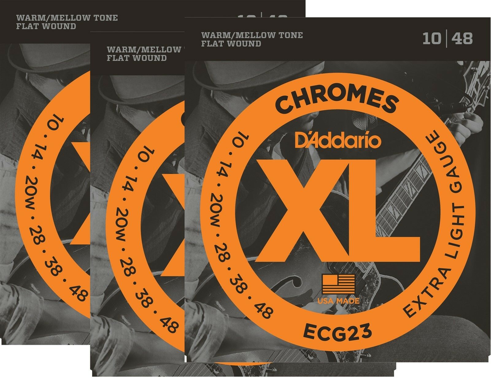 D'Addario Guitar Strings 3 Pack ECG23 Chromes Light Electric