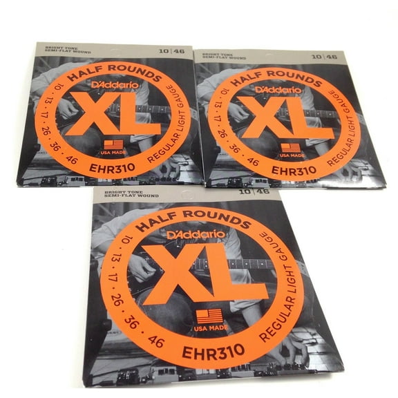 D'Addario Guitar Strings 3 Pack EHR310 Half Round Regular Light 10-46