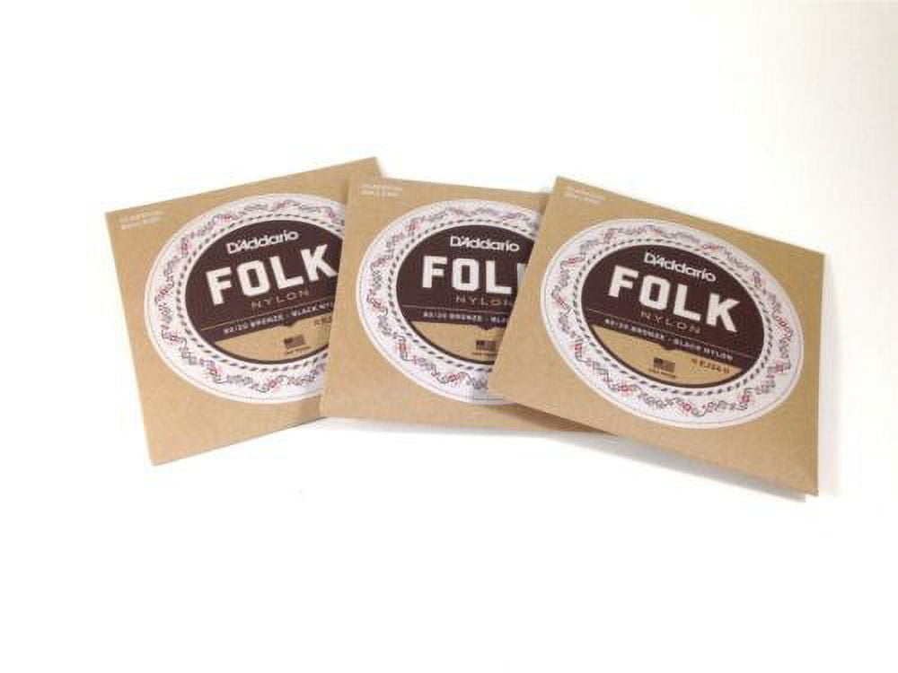D'Addario Guitar Strings  3 Pack  EJ34  Folk Nylon  Ball Ends  bronze wound