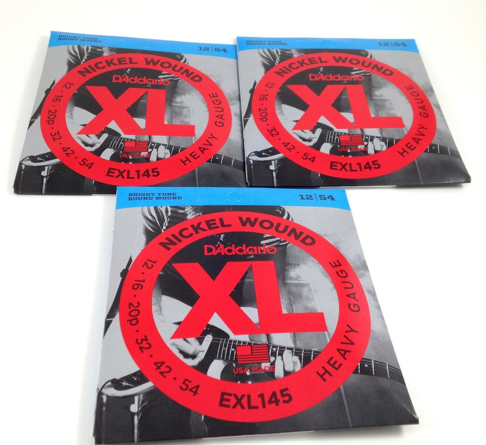 D'Addario Guitar Strings 3 Pack EXL145 Medium Top/Heavy Bottom 12-54