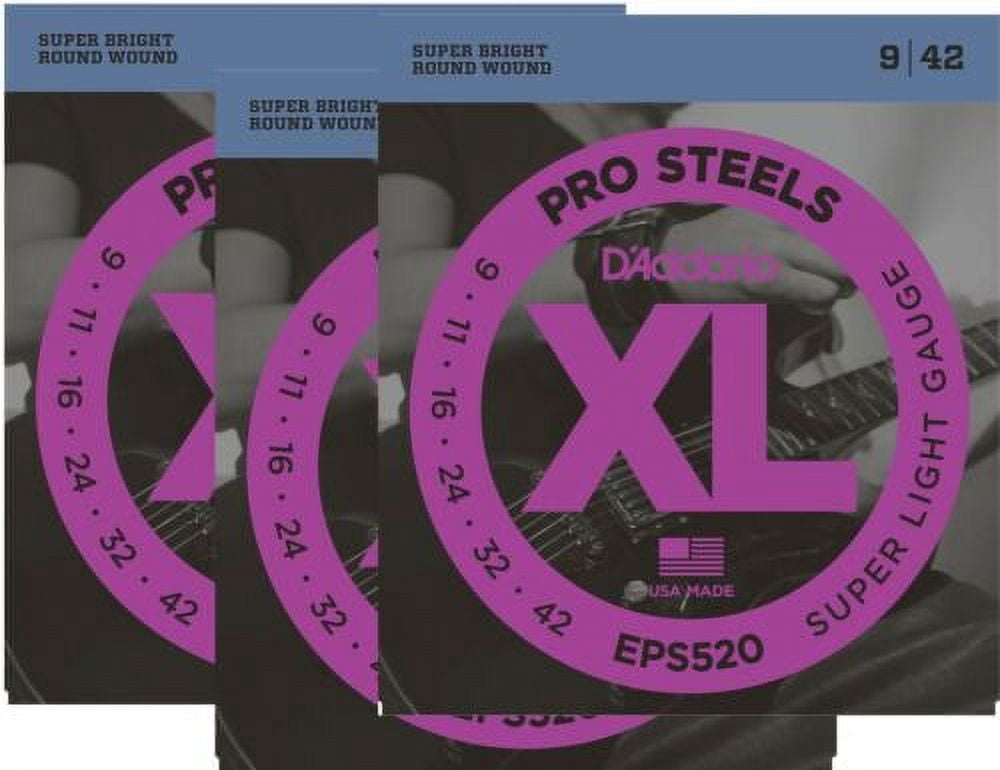 D'Addario Guitar Strings 3 Pack Electric Pro Steels EPS520 Super Light