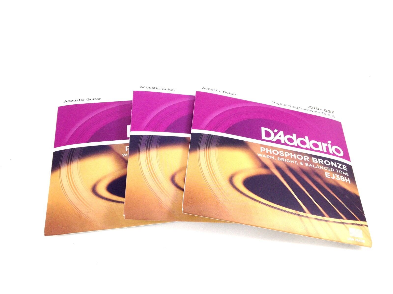 D'Addario Guitar Strings  3 Pack  High Strung Nashville   EJ38H