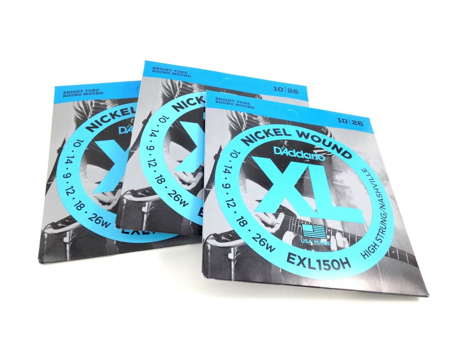 D'Addario Guitar Strings 3 Pack High Strung Nashville Lite Top Heavy Bot