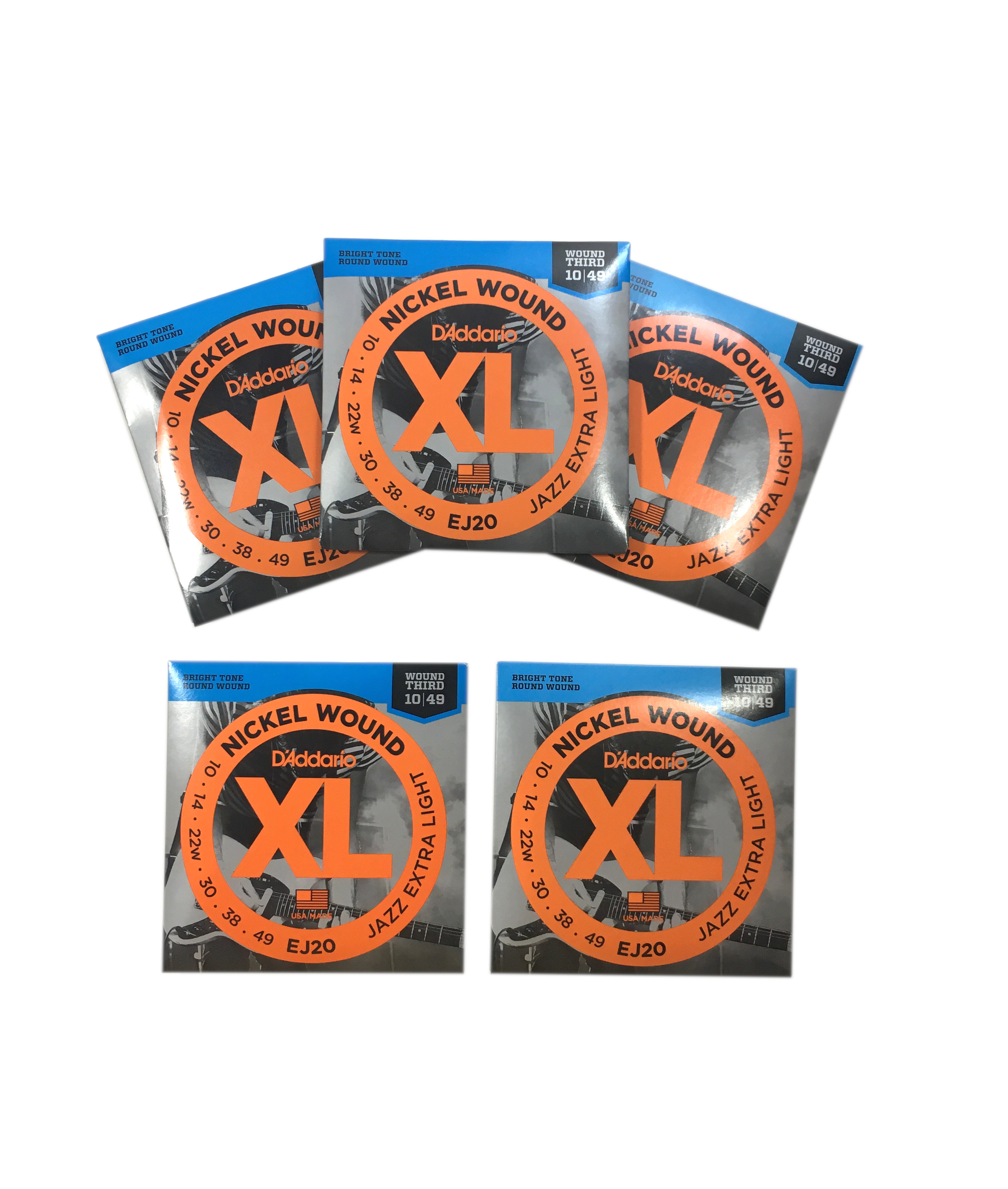D'Addario Guitar Strings 5-Pack EJ20 Electric Jazz Extra Light 10-49