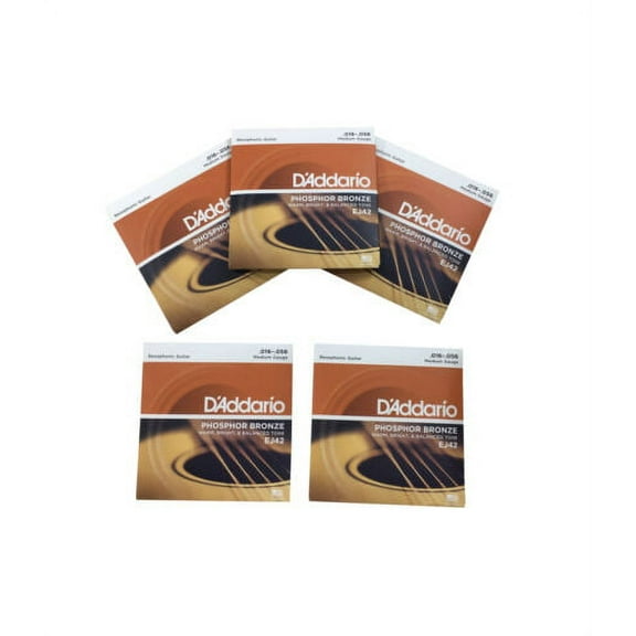 D'Addario Guitar Strings - 5 Pack EJ42 Resophonic Phosphor Bronze Acoustic