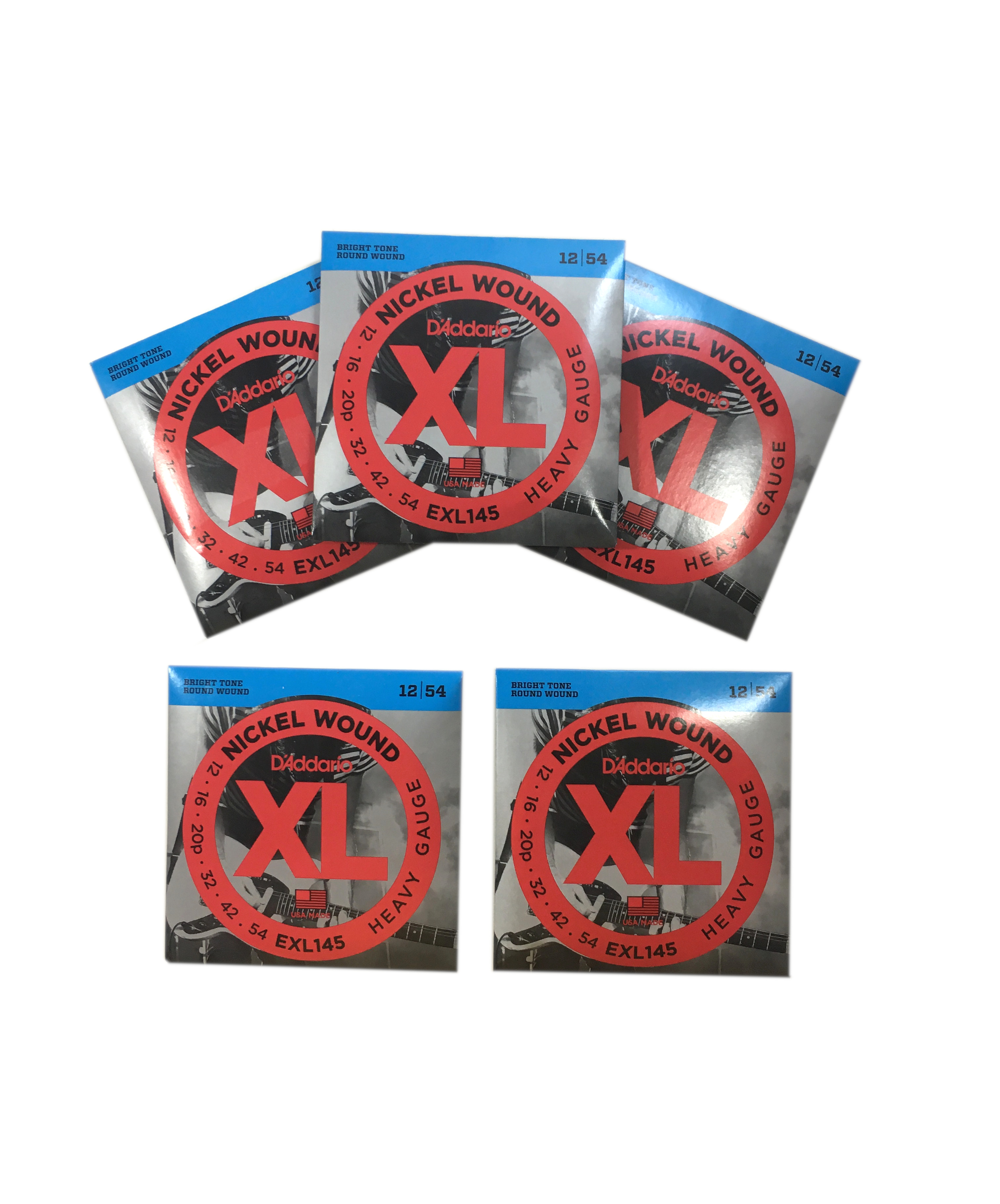 D'Addario Guitar Strings 5-Pack Electric  EXL145 Medium Top/Heavy Bottom 12-54
