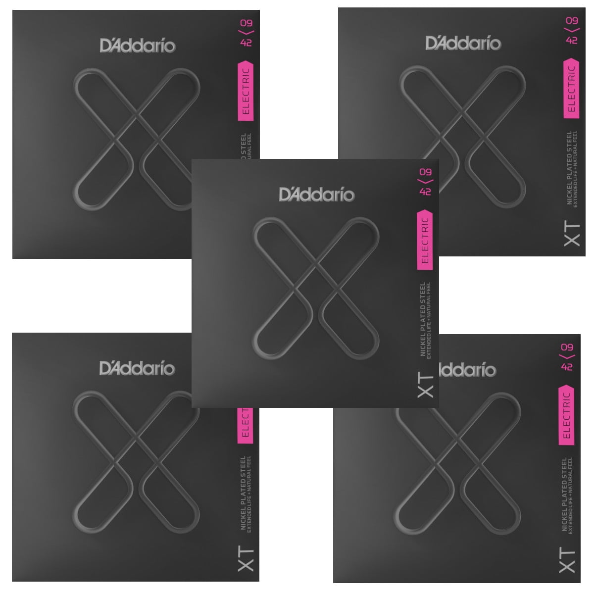 D'Addario Guitar Strings 5-Pack Electric Extended LIfe 09-42 Extra Light Nickel Wound