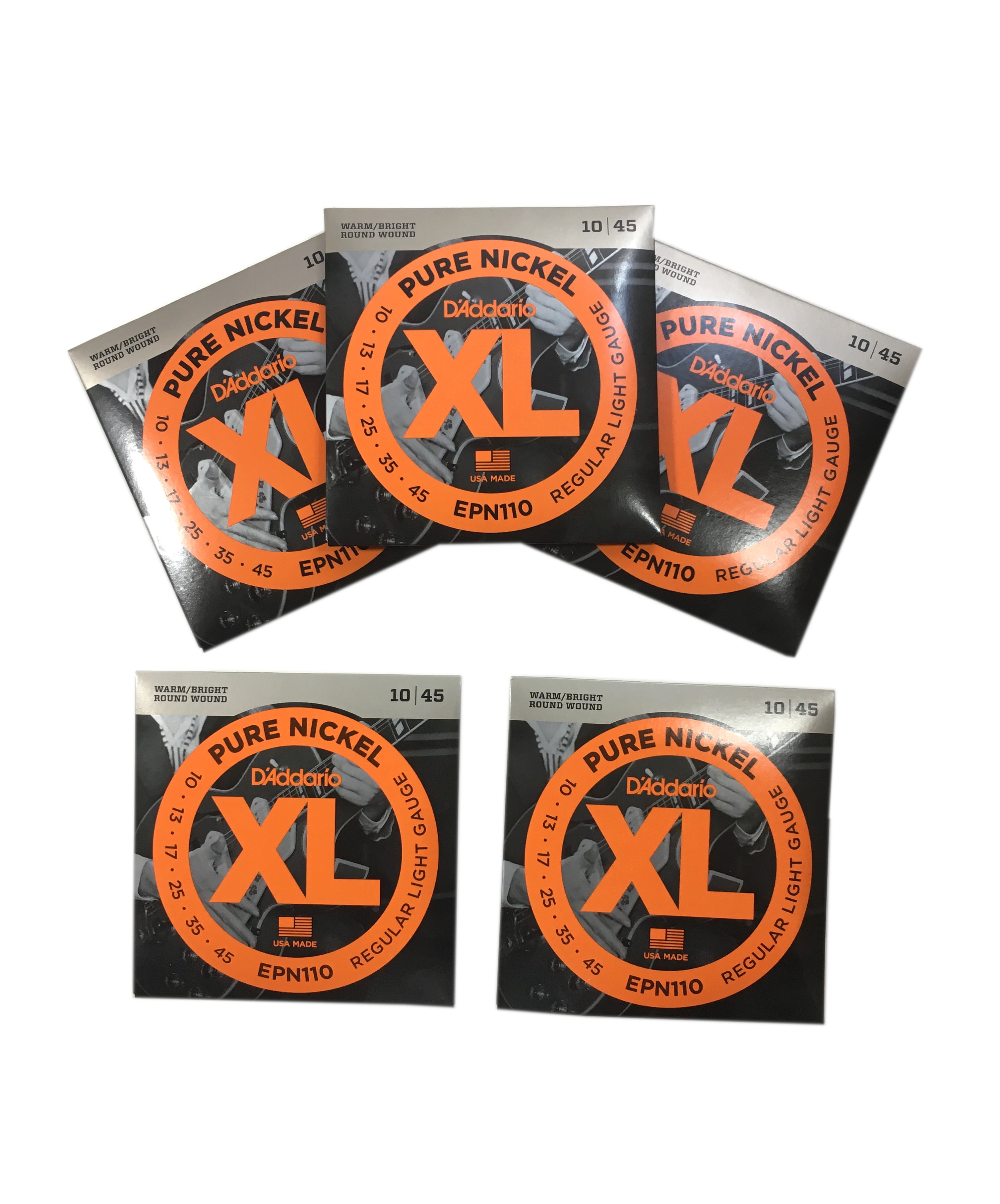 D'Addario Guitar Strings 5-Pack  Pure Nickel  EPN110  Electric  Light