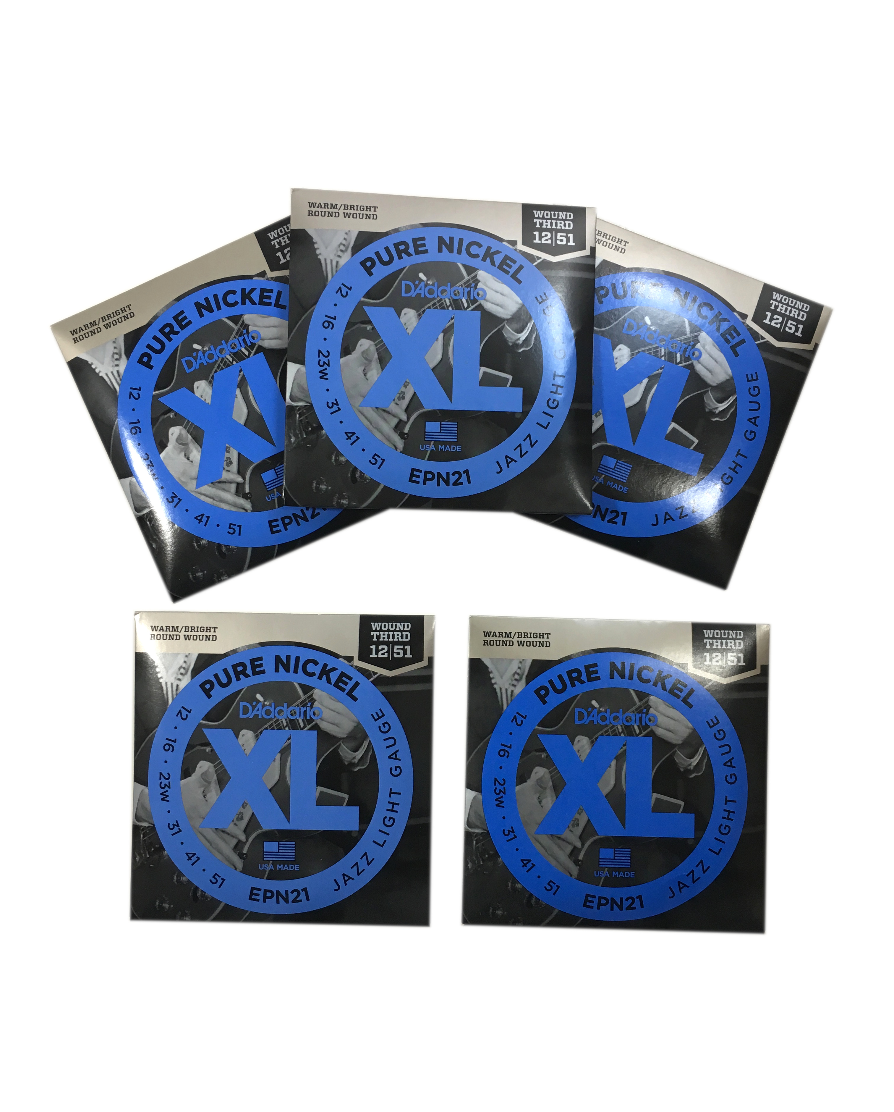 D'Addario Guitar Strings -5-Pack Pure Nickel EPN21 Electric Jazz Lite