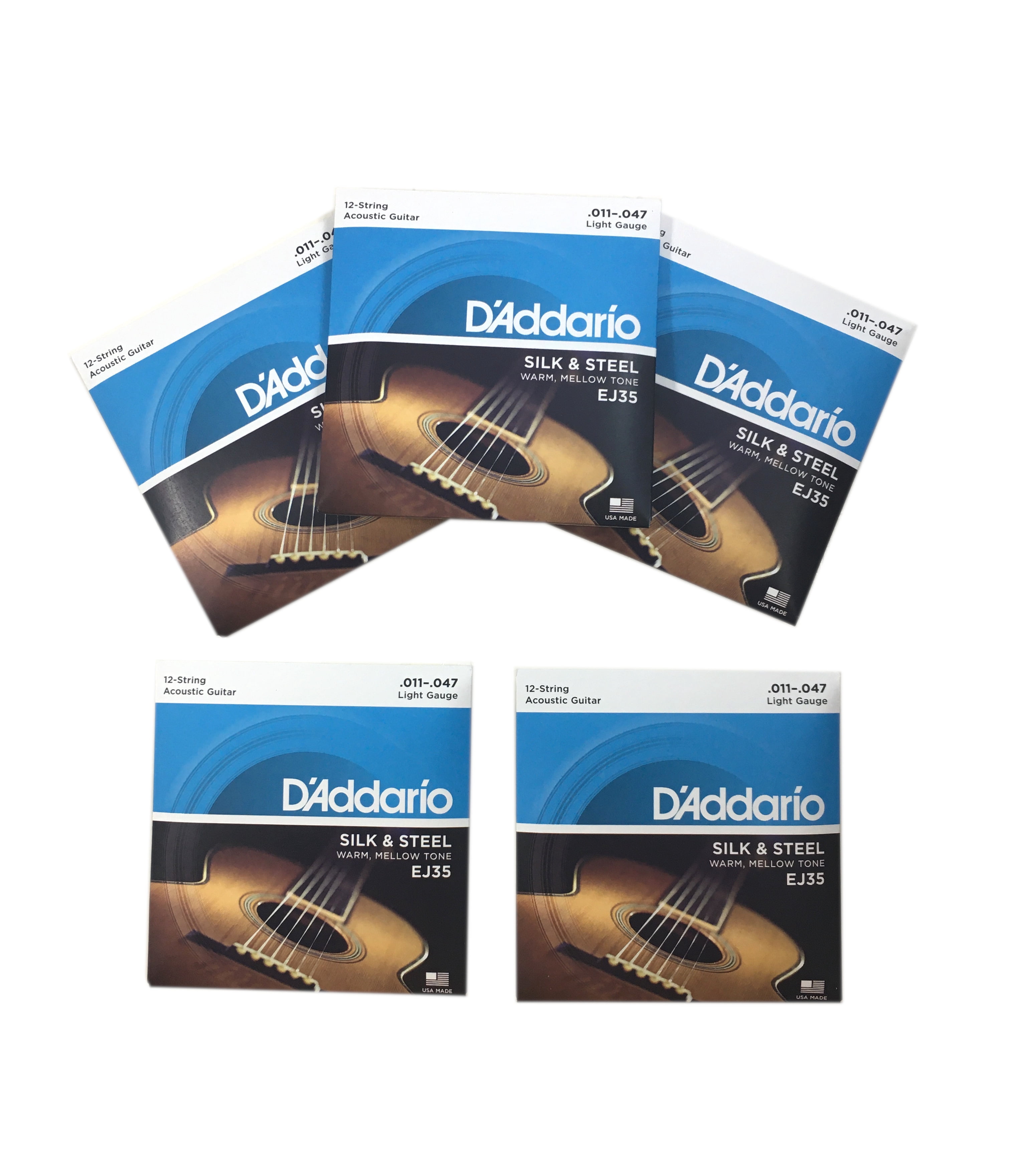 D'Addario Guitar Strings 5-Packs EJ35 12-String Silk & Steel Folk 11-47