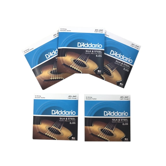D'Addario Guitar Strings 5-Packs EJ35 12-String Silk & Steel Folk 11-47