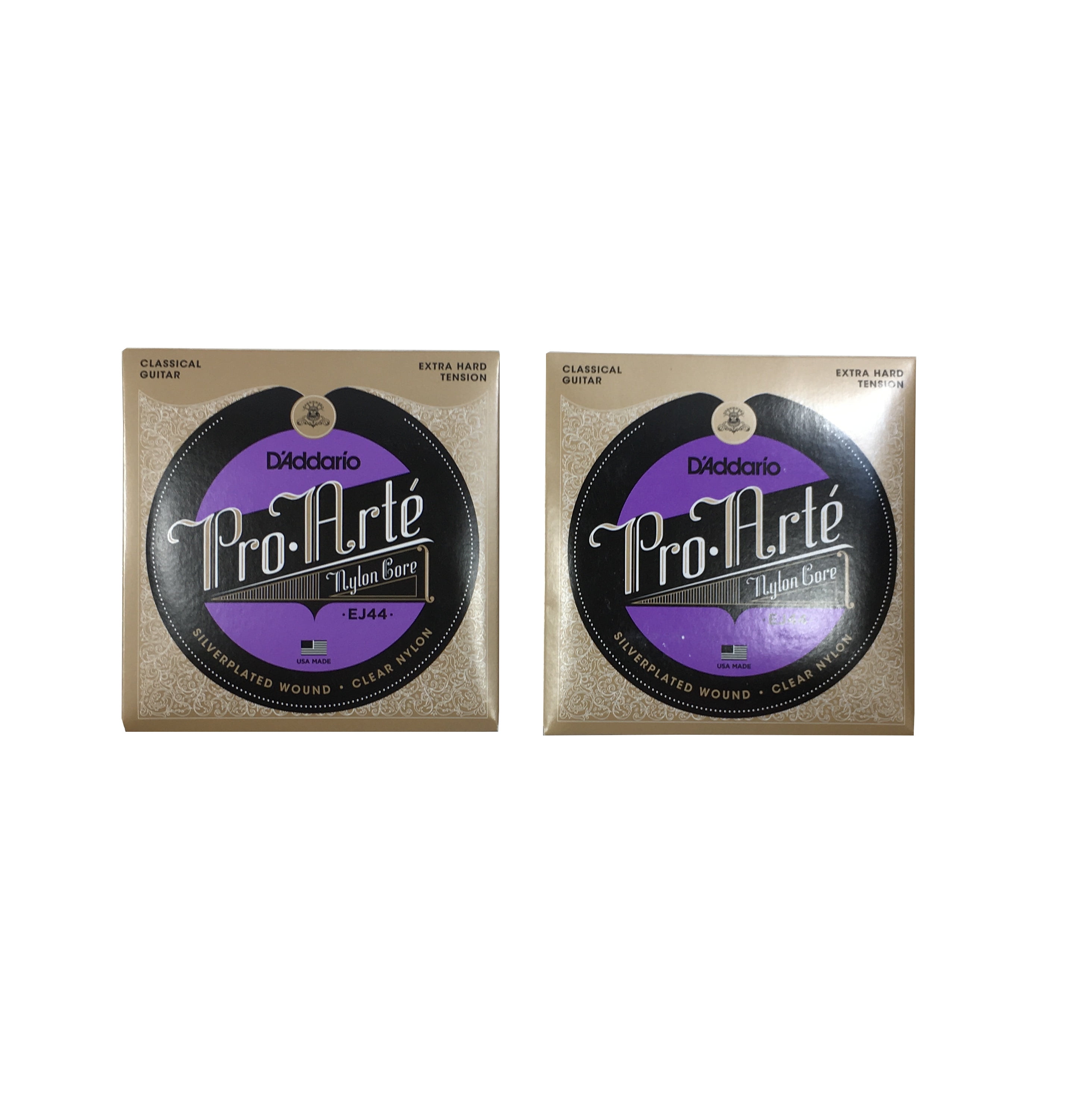 D'Addario Guitar Strings  Classical 2 Pack  EJ44 Pro-Arte Nylon  Extra Hard