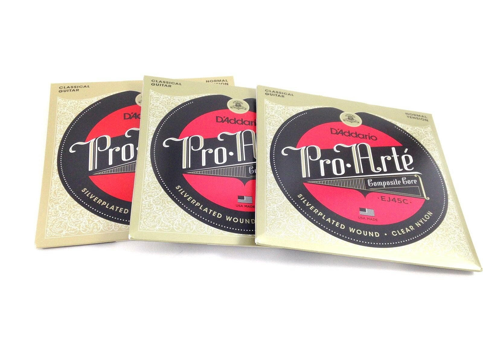 D'Addario Guitar Strings Classical 3 Pack EJ45C Pro-Arte Composites Normal