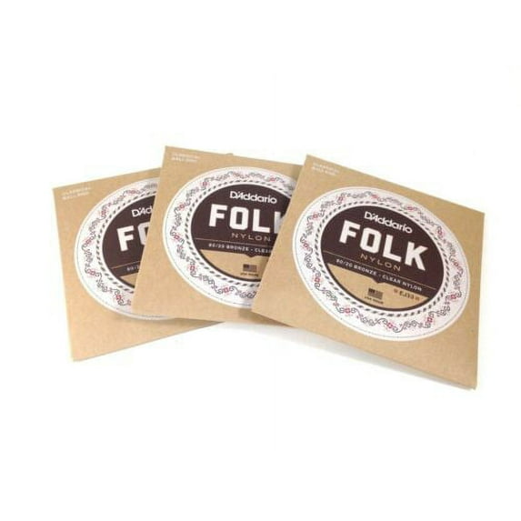 D'Addario Guitar Strings EJ33 3 Pack Folk Nylon Ball End Bronze Basses