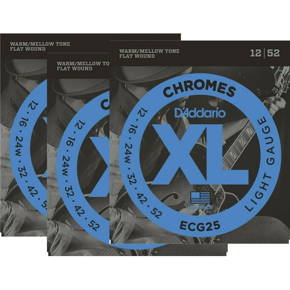 D'Addario Guitar Strings Electric 3 Pack ECG25 Chromes Light