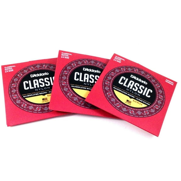 D'Addario Guitar Strings Nylon 3 Sets Classical EJ27N 3/4 size