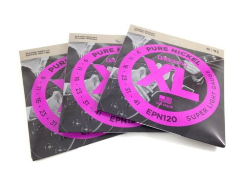 D'Addario Guitar Strings Pure Nickel Electric Guitar Strings 3 Sets EPN120