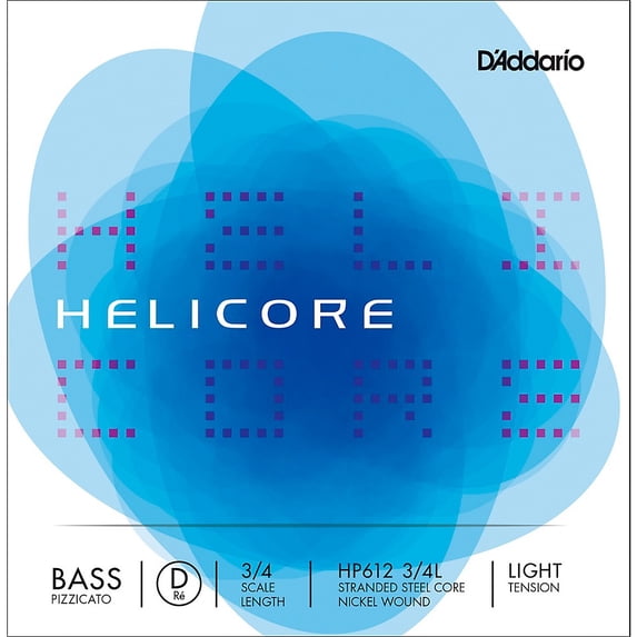 D'Addario Helicore Pizzicato Bass String Set, 3/4 Scale, Light Tension